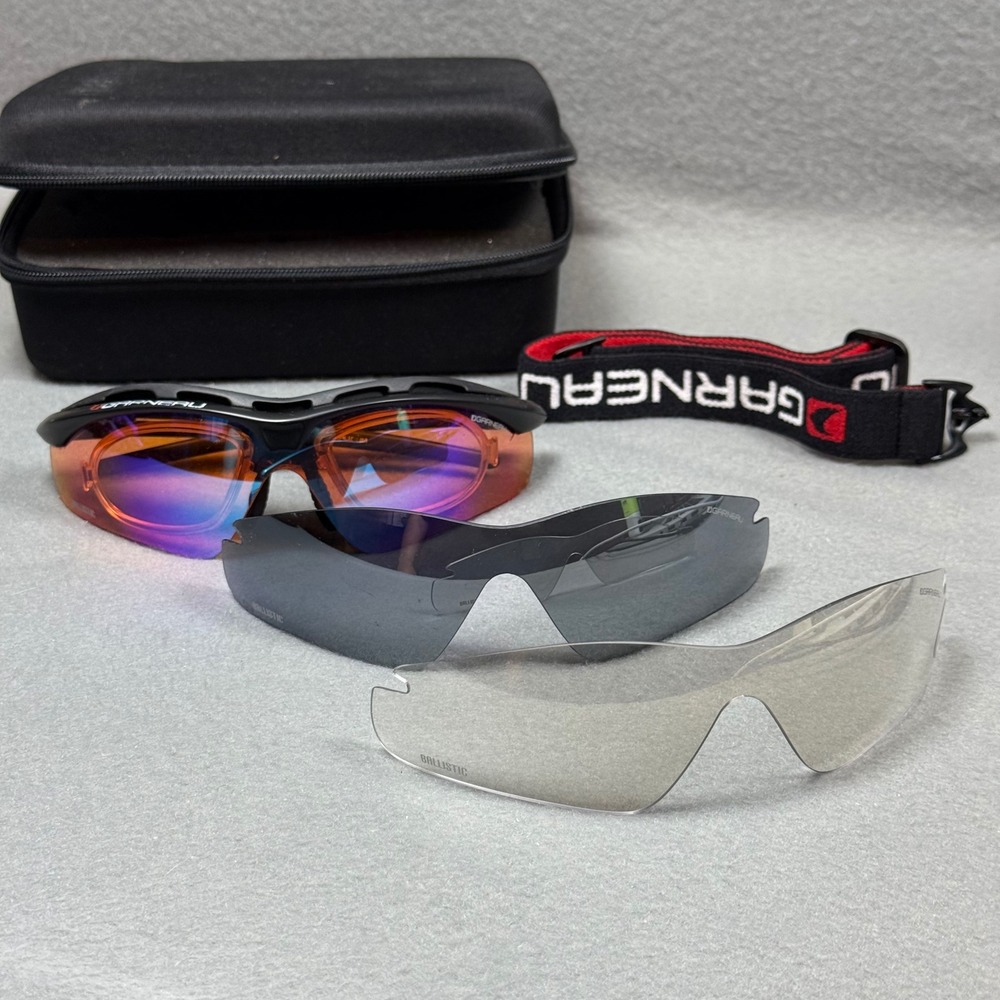 Louis Garneau Unisex Protector Cycling‎ Sunglasses 3 Lenses Black Ballistic Case